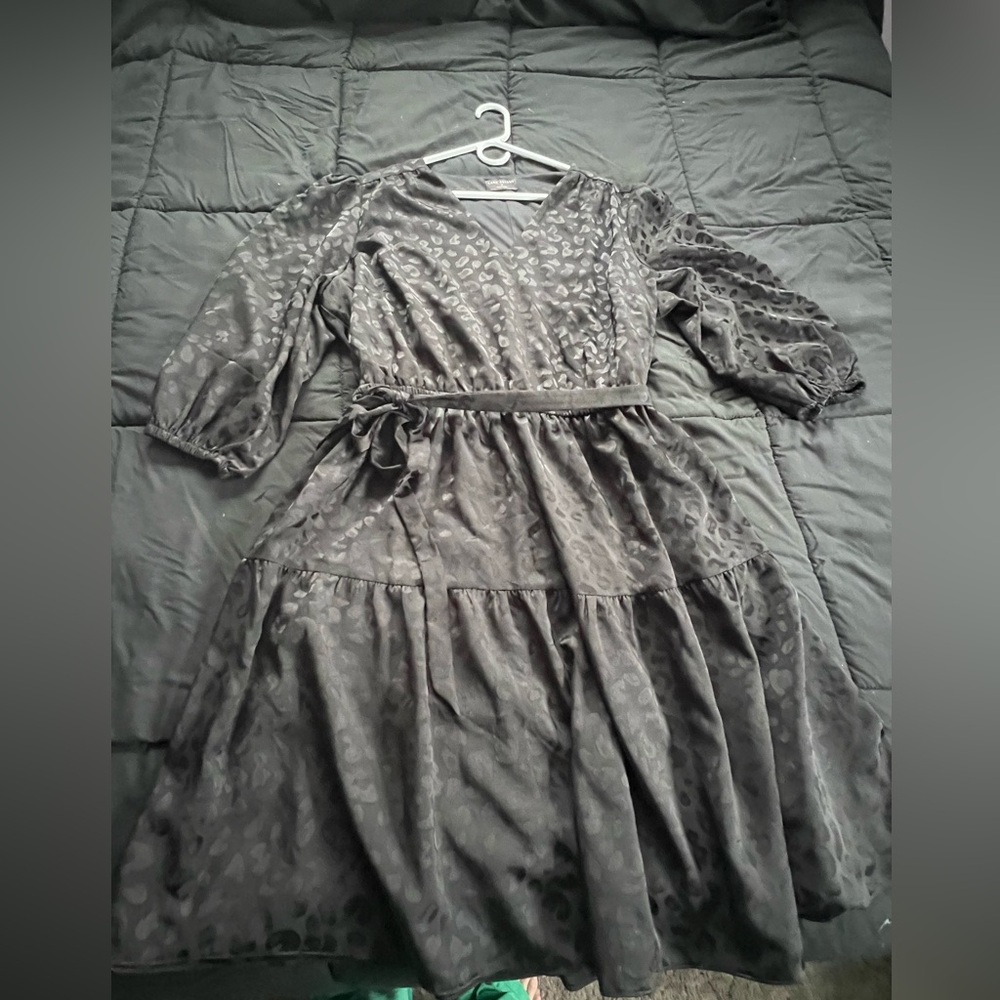 Black animal print dress with pockets